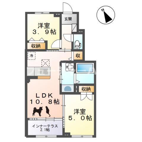 ヴィラマルス(2LDK/1階)の間取り写真