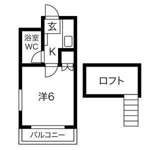 リバティー荒子(1K/2階)の間取り写真