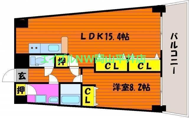 エクセルメゾン岡山(1LDK/5階)の間取り写真
