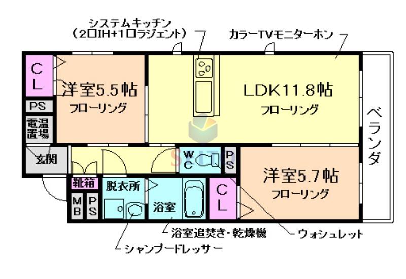 グレースコート(2LDK/1階)の間取り写真