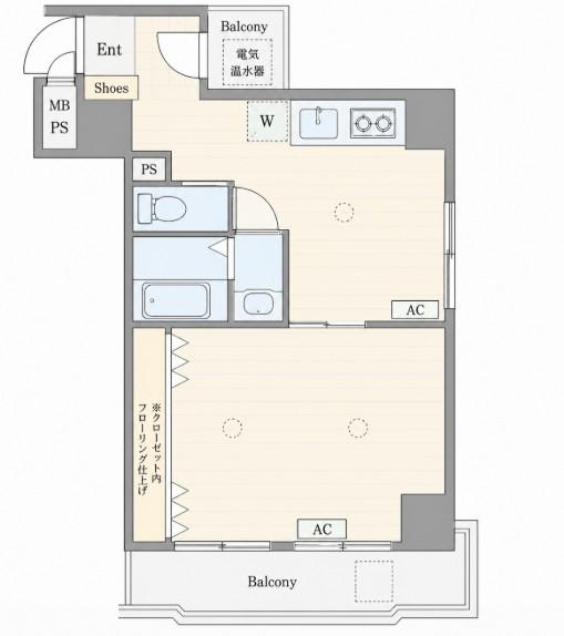 朝日南麻布マンション(1DK/8階)の間取り写真