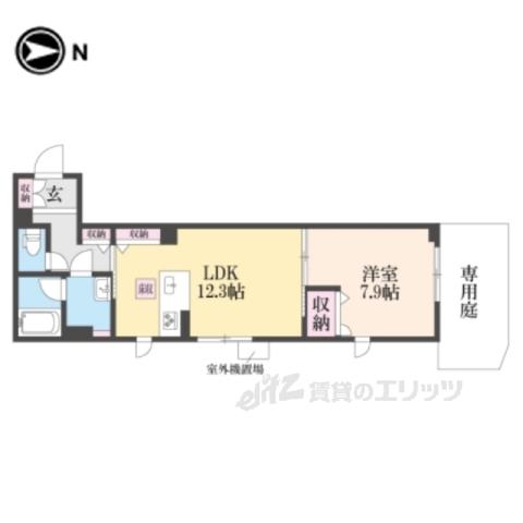 アウスレーゼ御所(1LDK/1階)の間取り写真
