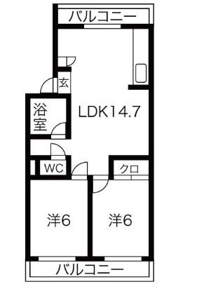 COMFY鴻池新田駅前(2LDK/1階)の間取り写真