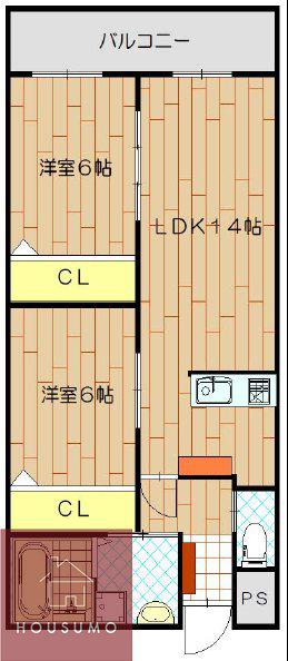 三隆3コーポラス(2LDK/2階)の間取り写真