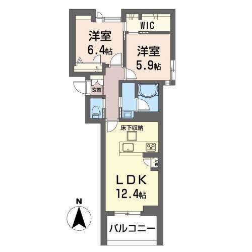 ベレオ久遠の杜(2LDK/2階)の間取り写真