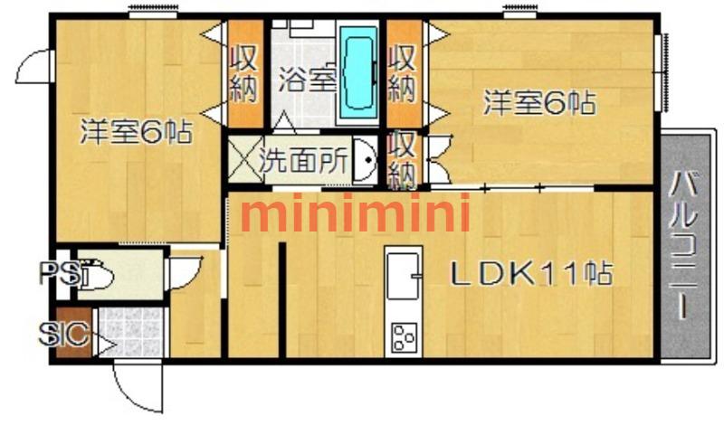 フォレストヒルズ(2LDK/1階)の間取り写真
