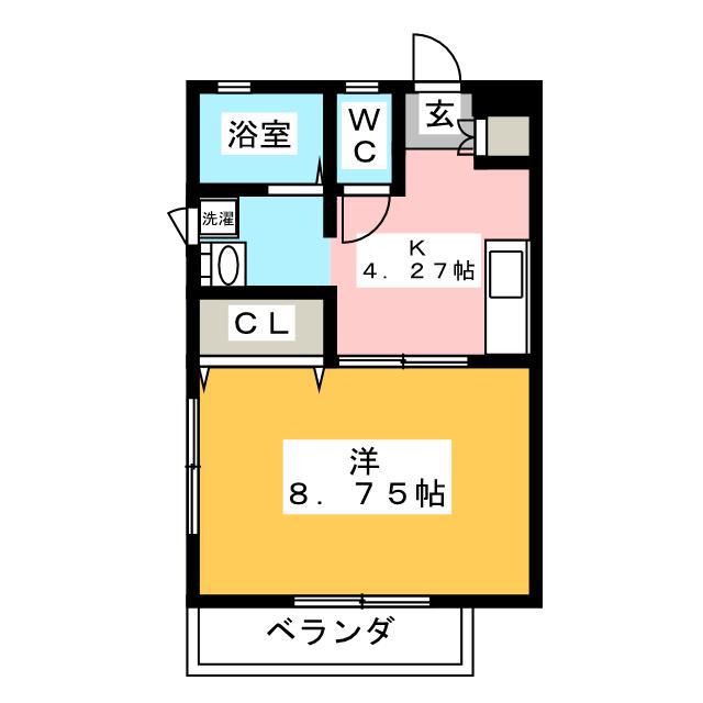 グリーンフォレスト(1K/1階)の間取り写真