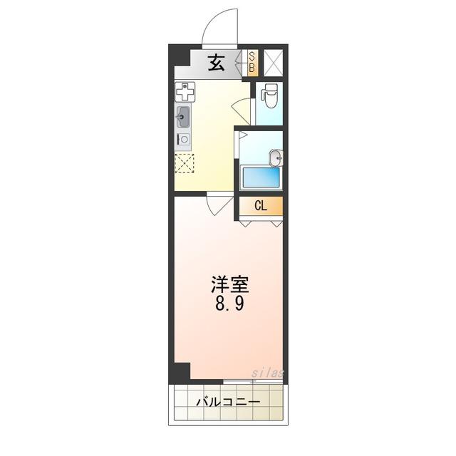 アルビオン新北野(1K/6階)の間取り写真