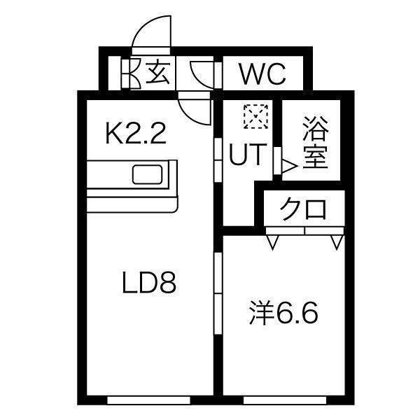 VEINTI CUATRO(1LDK/1階)の間取り写真