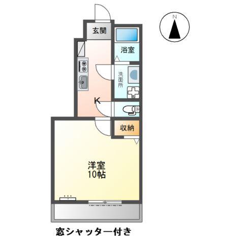 メルヴェールA(1K/1階)の間取り写真