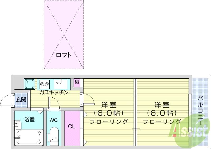 アーバンハイツ百合ヶ丘(2K/1階)の間取り写真