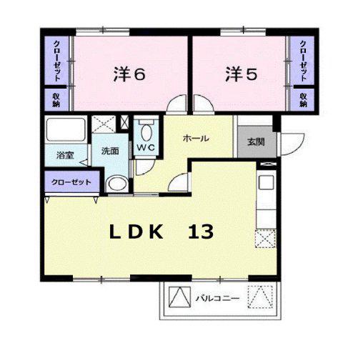 ニューエルディム増成(2LDK/3階)の間取り写真