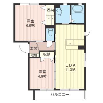 コート東雲 A(2LDK/2階)の間取り写真
