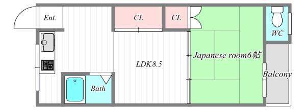 白鶴マンション(1LDK/1階)の間取り写真