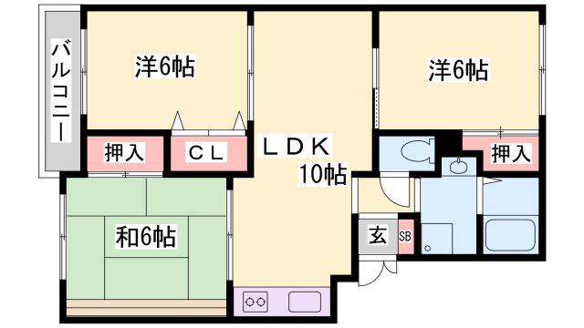 ヴァンベールCASA(3LDK/2階)の間取り写真