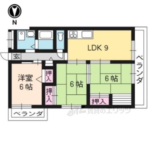 菊ビル(3LDK/4階)の間取り写真