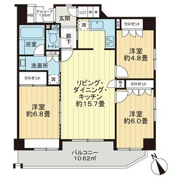 プライマリー本八幡(3LDK/6階)の間取り写真