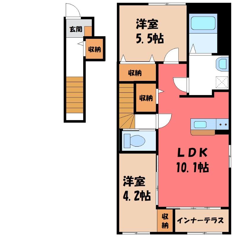 シャン・ド・フレーズ(2LDK/2階)の間取り写真