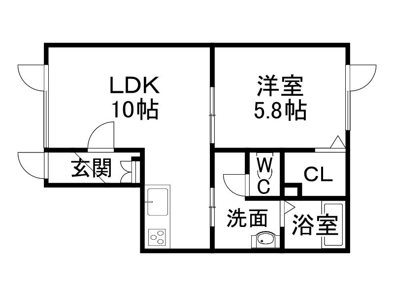 プードリエサクラII(1LDK/1階)の間取り写真