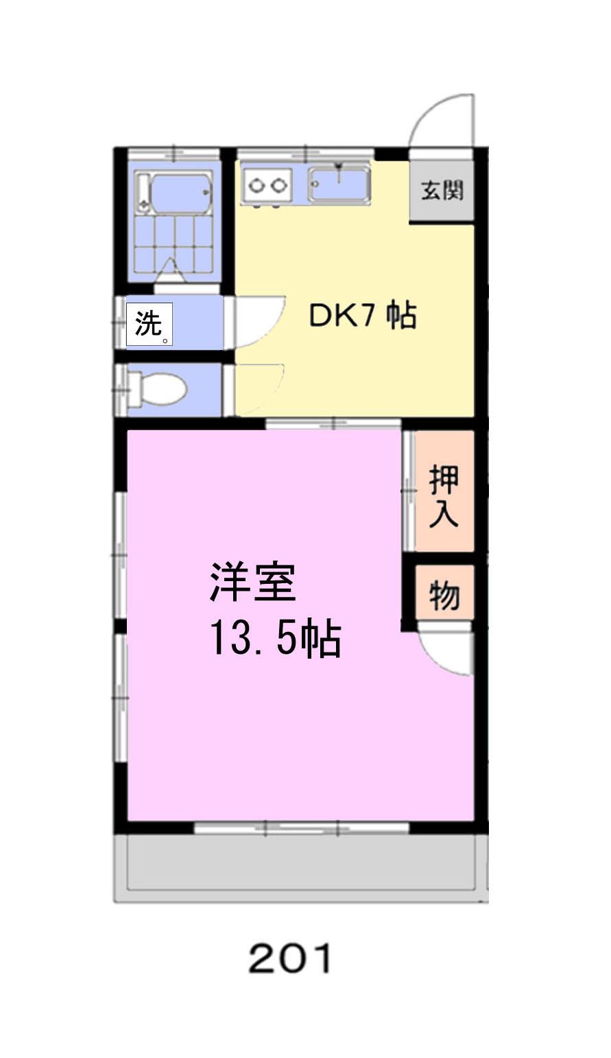 ユニハイツ(1DK/2階)の間取り写真