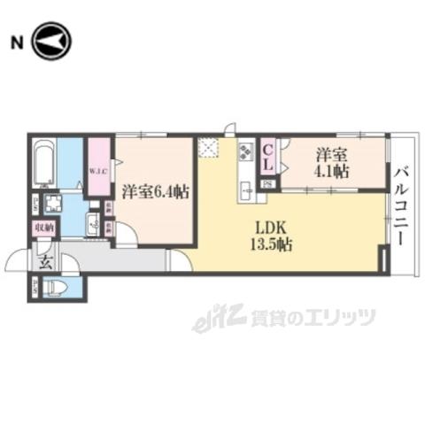 グランカーサ清滝(2LDK/2階)の間取り写真