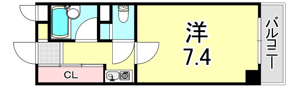 ハビタビリスII(1K/3階)の間取り写真