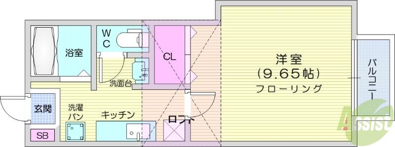 サゥーヂビバⅠ(1K/2階)の間取り写真