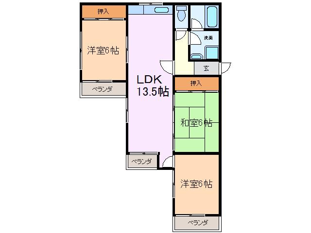 ロアール赤池(3LDK/2階)の間取り写真