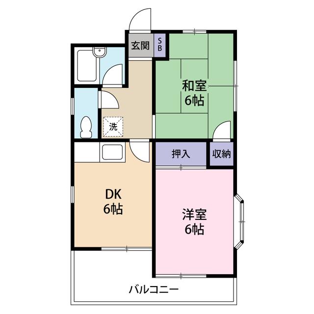 メルシー神山(2DK/2階)の間取り写真