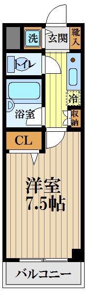 CITY SPIRE国分寺(1K/1階)の間取り写真