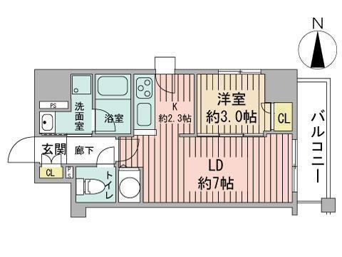 レジディア大通西(1DK/8階)の間取り写真