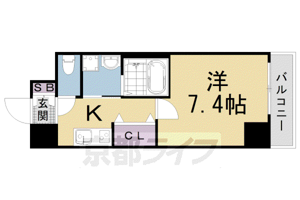グラカン京都駅前 輝(1K/3階)の間取り写真