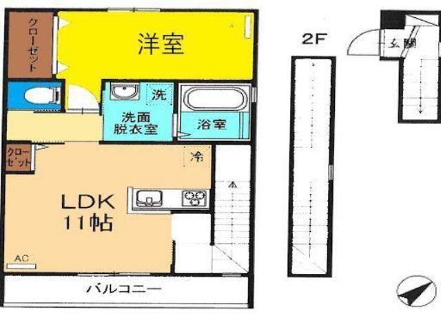 LUMINOUS C棟(1LDK/3階)の間取り写真
