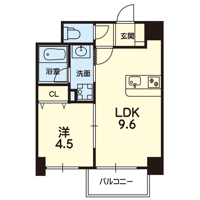 ELGRAND下通(1LDK/5階)の間取り写真