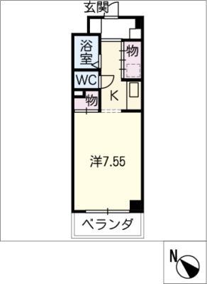 マルベリーヒル川名山(1K/4階)の間取り写真