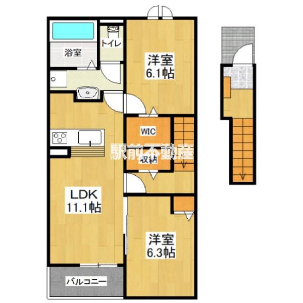レジデンス サクラI(2LDK/2階)の間取り写真