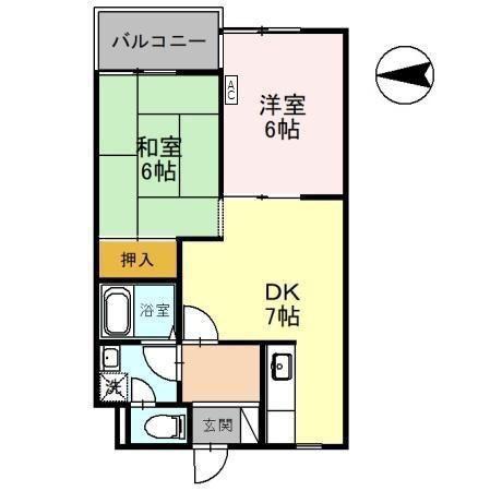 KUハイツ(2DK/1階)の間取り写真