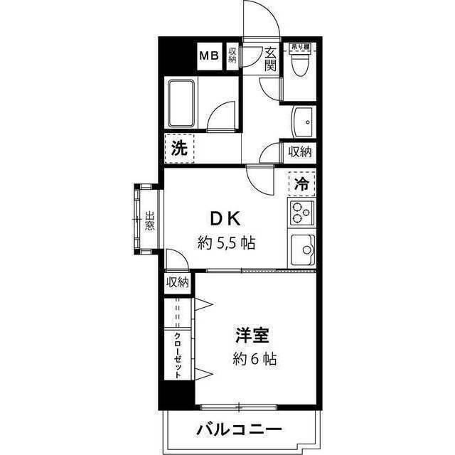 ルミエール大森(1DK/2階)の間取り写真