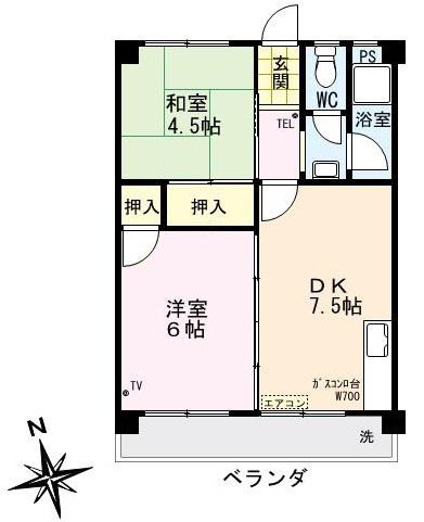 佐波ハイツ(2DK/3階)の間取り写真