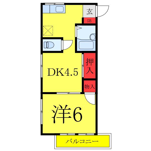 エレガンスコーポ(1DK/1階)の間取り写真
