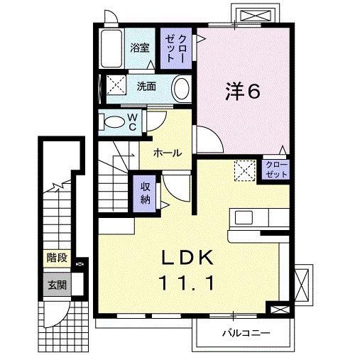 レバンテ・一番舘(1LDK/2階)の間取り写真