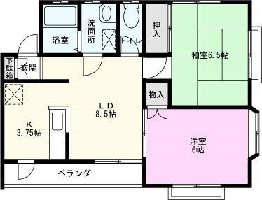 サン・エステートA棟(2LDK/1階)の間取り写真