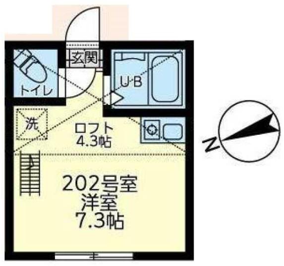 ユナイト追浜ローズウッド(ワンルーム/2階)の間取り写真