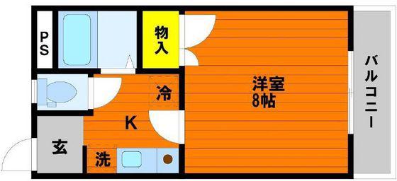 コーポロータス(1K/1階)の間取り写真
