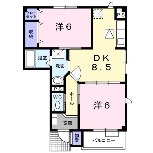 グリーンアングル(2DK/1階)の間取り写真