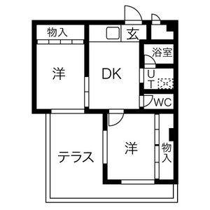 02ENSHOW2(2DK/7階)の間取り写真