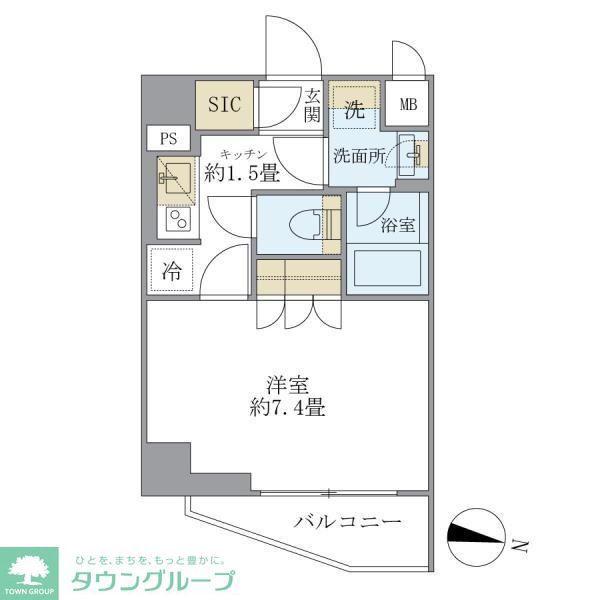 COCO-CHILL KAMEARI(1K/4階)の間取り写真