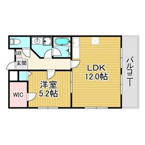 阪急神戸線 西宮北口駅 徒歩5分 3階建 築24年(1LDK/3階)の間取り写真