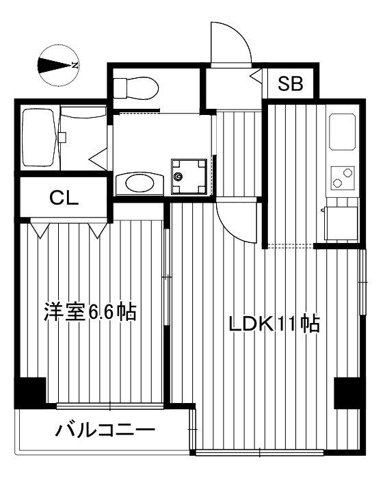リビナ奥村(1LDK/4階)の間取り写真