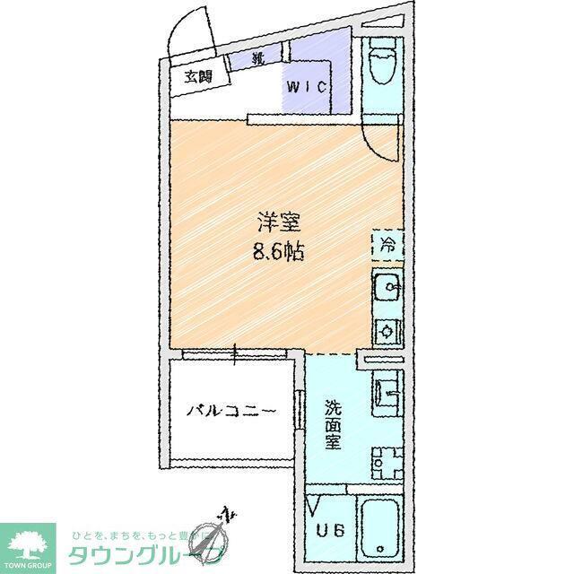 シーンプラス小田急相模原イースト(ワンルーム/3階)の間取り写真